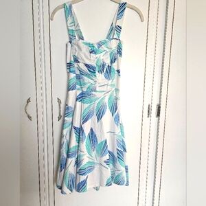 Green and Blue Sleeveless Square Neck Mini Sundress